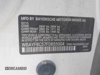 2015 BMW 7 Series 750Li xDrive with VIN WBAYF8C57FD655004, listed as a IAAI auction lot 42272205 with 77,677 mi miles and . Bid and sale history available at DreamBid. Image 9.