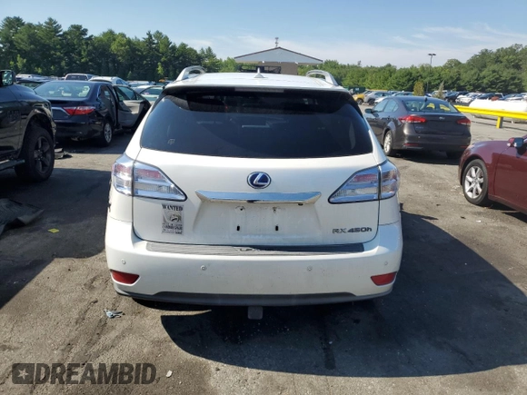 2012 Lexus RX 450h with VIN JTJBC1BA0C2050107, listed as a Copart auction lot 62010125 with Not provided miles and Salvage title. Bid and sale history available at DreamBid. Image 6.