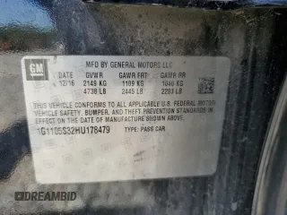 2017 Chevrolet Impala LT with VIN 1G1105S32HU178479, listed as a Copart auction lot 52513265 with 203,266 mi miles and Salvage Title. Bid and sale history available at DreamBid. Image 12.