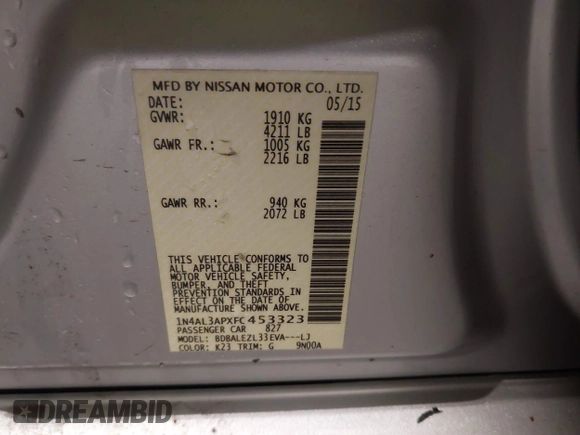 2015 Nissan Altima SV z VIN 1N4AL3APXFC453323, wystawiony jako IAAI lot #42096921 z przebiegiem 152 157 mil mil oraz . Historia ofert i sprzedaży dostępna na DreamBid. Obrazek 9.