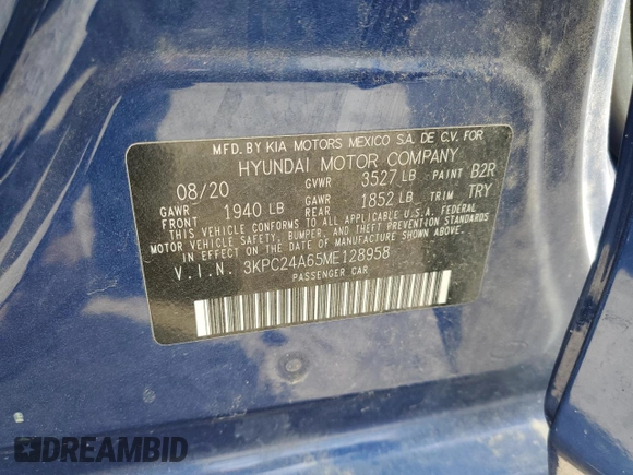 2021 Hyundai Accent SE с VIN 3KPC24A65ME128958, выставлен на аукционе Copart как лот 59024125 с пробегом 101 771 миль миль и Чистый • Clean title. История ставок и продаж доступна на DreamBid. Изображение 12.
