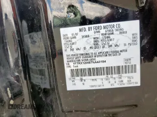 2007 Ford F-150 STX с VIN 1FTRX12W87NA43184, выставлен на аукционе Copart как лот 62112925 с пробегом 210 369 миль миль и Списание • Salvage title. История ставок и продаж доступна на DreamBid. Изображение 13.