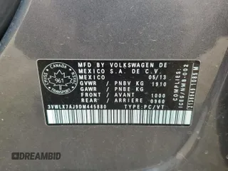 2013 Volkswagen Jetta SEL с VIN 3VWLX7AJ9DM445880, выставлен на аукционе Copart как лот 62059235 с пробегом 231 887 миль миль и Списание • Salvage title. История ставок и продаж доступна на DreamBid. Изображение 12.