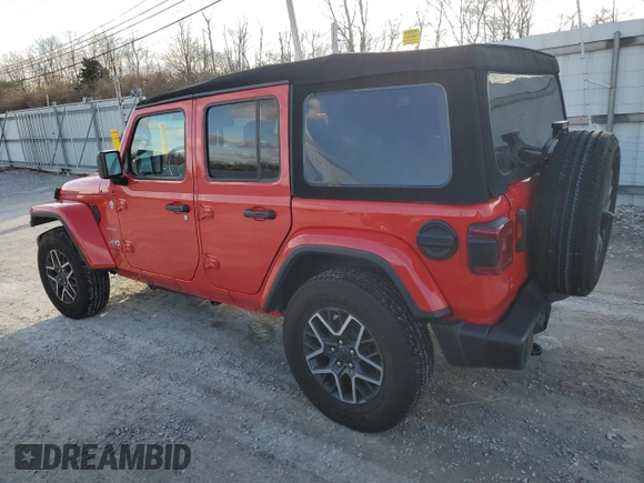 2024 Jeep Wrangler Sahara with VIN 1C4PJXEG9RW236263, listed as a Copart auction lot 45009025 with 13,985 mi miles and Salvage Title. Bid and sale history available at carsss.com. Image 2.