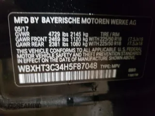 2017 BMW X1 xDrive28i with VIN WBXHT3C34H5F87048, listed as a Copart auction lot 67545012 with 76,666 mi miles. Bid and sale history available at carsss.com. Image 13.