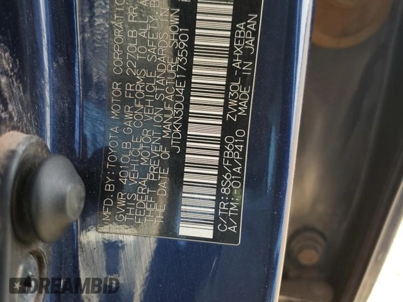 2014 Toyota Prius Four with VIN JTDKN3DU4E1735901, listed as a Copart auction lot 53864365 with 211,676 mi miles and Salvage Title. Bid and sale history available at DreamBid. Image 12.