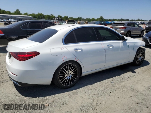2023 Mercedes-Benz C 300 with VIN W1KAF4GB1PR101173, listed as a Copart auction lot 57889945 with 27,928 mi miles and Salvage title. Bid and sale history available at DreamBid. Image 3.