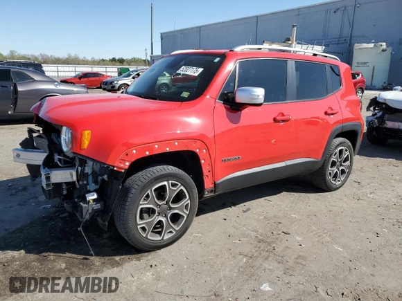 2017 Jeep Renegade Limited with VIN ZACCJBDB2HPE48490, listed as a Copart auction lot 52027175 with 41,519 mi miles and Salvage title. Bid and sale history available at DreamBid. Image 1.