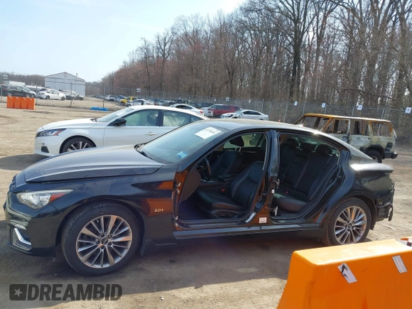 2018 Infiniti Q50 2.0t LUXE with VIN JN1CV7AR1JM280514, listed as a IAAI auction lot 41795656 with 82,496 mi miles. Bid and sale history available at carsss.com. Image 13.