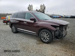 2013 Infiniti JX35 with VIN 5N1AL0MM7DC315533, listed as a Copart auction lot 56248185 with 136,981 mi miles and Salvage Title. Bid and sale history available at DreamBid. Image 4.