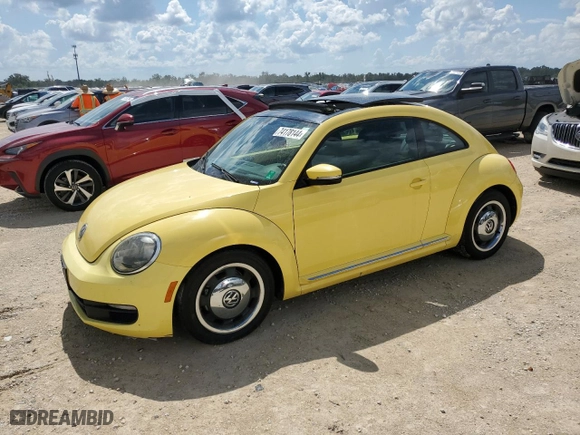 2012 Volkswagen Beetle 2.5L w/Sun/Sound/Nav PZEV with VIN 3VWJP7AT0CM637504, listed as a Copart auction lot 74178144 with 0 mi miles and Non Repairable. Bid and sale history available at carsss.com. Image 1.