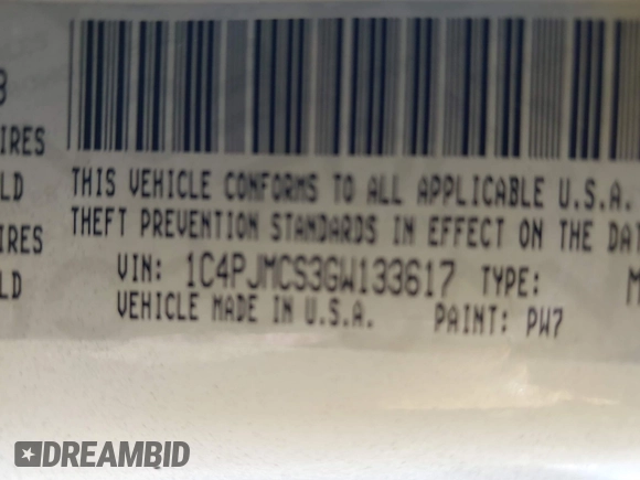 2016 Jeep Cherokee Latitude with VIN 1C4PJMCS3GW133617, listed as a IAAI auction lot 42049206 with 155,056 mi miles. Bid and sale history available at carsss.com. Image 9.