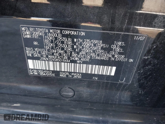 2008 Toyota RAV4 Sport с VIN JTMZK32V085018444, выставлен на аукционе IAAI как лот 41366927 с пробегом 204 453 миль миль и . История ставок и продаж доступна на DreamBid. Изображение 9.