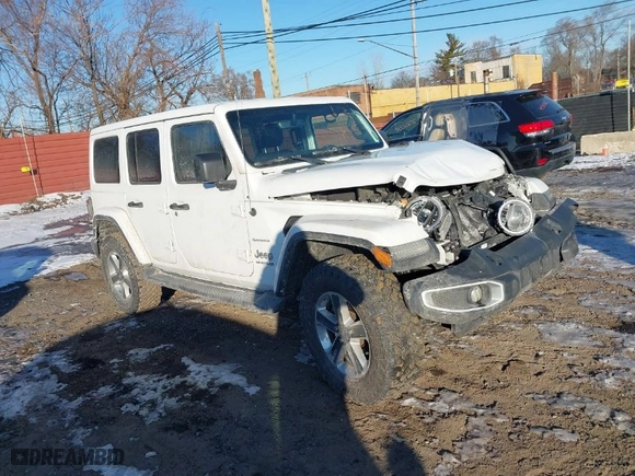 2018 Jeep Wrangler Unlimited Sahara with VIN 1C4HJXEG3JW184976, listed as a IAAI auction lot 41462151 with 76,076 mi miles. Bid and sale history available at carsss.com. Image 1.