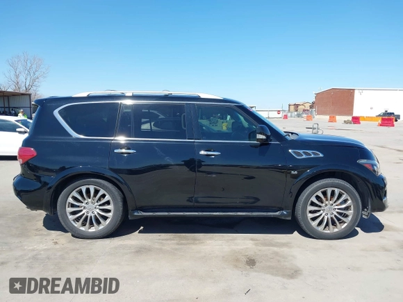 2015 Infiniti QX80 with VIN JN8AZ2NF5F9574668, listed as a IAAI auction lot 41777456 with 131,606 mi miles. Bid and sale history available at carsss.com. Image 14.