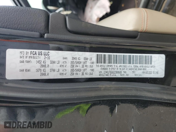 2016 Jeep Grand Cherokee Limited 75th Anniversary with VIN 1C4RJFBG6GC360609, listed as a Copart auction lot 50035315 with Not Provided miles and Salvage Title. Bid and sale history available at DreamBid. Image 14.