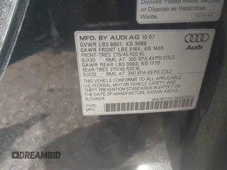 2008 Audi Q7 Premium with VIN WA1BY74L38D031370, listed as a IAAI auction lot 42422473 with 177,068 mi miles and . Bid and sale history available at DreamBid. Image 9.