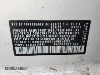 2020 Volkswagen Golf TSI с VIN 3VWW57AU8LM015639, выставлен на аукционе Copart как лот 87129264 с пробегом 82 998 миль миль и Списание • Salvage title. История ставок и продаж доступна на DreamBid. Изображение 14.