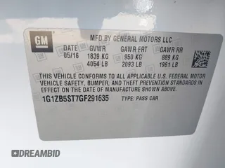 2016 Chevrolet Malibu LS with VIN 1G1ZB5ST7GF291635, listed as a IAAI auction lot 40921899 with 185,108 mi miles and . Bid and sale history available at carsss.com. Image 9.