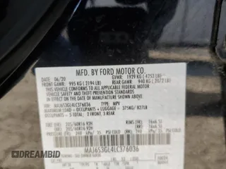 2020 Ford EcoSport SE with VIN MAJ6S3GL4LC376036, listed as a Copart auction lot 84541324 with 66,973 mi miles and Salvage Title. Bid and sale history available at DreamBid. Image 15.