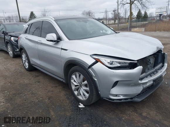 2019 Infiniti QX50 LUXE with VIN 3PCAJ5M17KF122263, listed as a IAAI auction lot 41277687 with 58,338 mi miles. Bid and sale history available at carsss.com. Image 1.