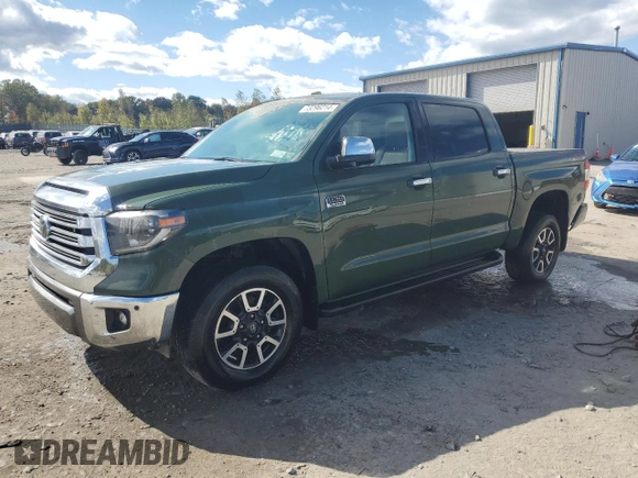 2021 Toyota Tundra Platinum z VIN 5TFAY5F10MX035676, wystawiony jako Copart lot #73296214 z przebiegiem Nie podano mil oraz Szkoda całkowita • Salvage title. Historia ofert i sprzedaży dostępna na DreamBid. Obrazek 1.