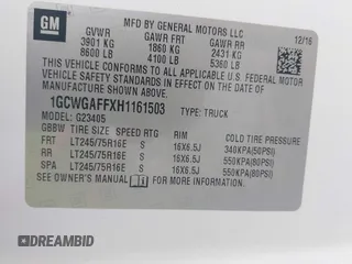 2017 Chevrolet Express Cargo z VIN 1GCWGAFFXH1161503, wystawiony jako IAAI lot #42059760 z przebiegiem 94 979 mil mil oraz . Historia ofert i sprzedaży dostępna na DreamBid. Obrazek 9.
