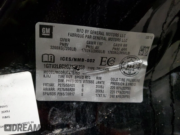 2016 GMC Sierra 1500 with VIN 1GTV2LEC2GZ391758, listed as a Copart auction lot 88146715 with 113,525 mi miles and Salvage Title. Bid and sale history available at carsss.com. Image 13.