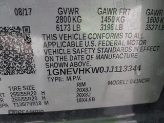 2018 Chevrolet Traverse LT Leather with VIN 1GNEVHKW0JJ113344, listed as a IAAI auction lot 41105083 with 95,855 mi miles. Bid and sale history available at carsss.com. Image 9.