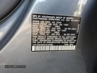 2020 Volkswagen Atlas SE with VIN 1V21E2CA0LC212260, listed as a Copart auction lot 63767415 with 139,042 mi miles and Salvage title. Bid and sale history available at DreamBid. Image 13.