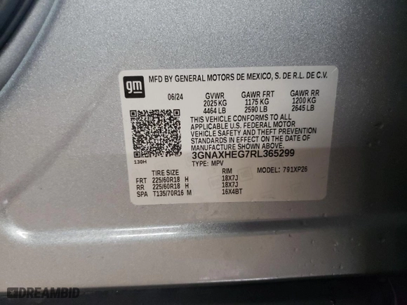 2024 Chevrolet Equinox LS with VIN 3GNAXHEG7RL365299, listed as a Copart auction lot 46737645 with 5,136 mi miles and Salvage Title. Bid and sale history available at carsss.com. Image 12.
