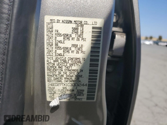 2001 Nissan Frontier SE с VIN 1N6ED27TX1C333244, выставлен на аукционе Copart как лот 59951235 с пробегом 191 537 миль миль и Чистый • Clean title. История ставок и продаж доступна на DreamBid. Изображение 12.