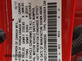 2017 Honda Civic EX-L с VIN 2HGFC1F72HH660030, выставлен на аукционе Copart как лот 58150345 с пробегом 47 311 миль миль и Списание • Salvage title. История ставок и продаж доступна на DreamBid. Изображение 12.