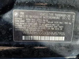 2011 BMW 3 Series 328i with VIN WBAPH7G5XBNM57905, listed as a Copart auction lot 45203825 with 192,518 mi miles and Salvage title. Bid and sale history available at DreamBid. Image 12.