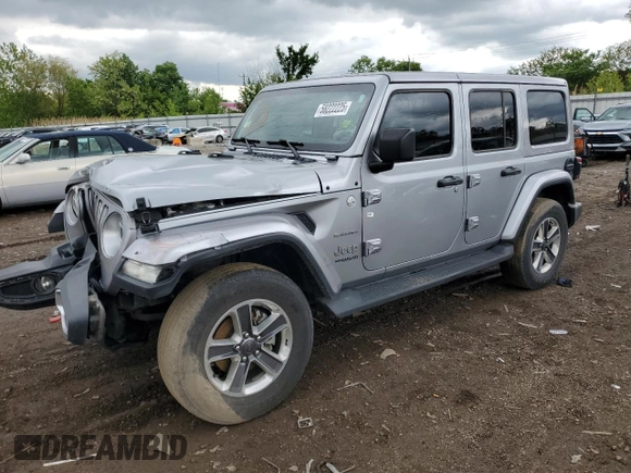 2018 Jeep Wrangler Unlimited Sahara with VIN 1C4HJXEG6JW239095, listed as a Copart auction lot 58222225 with 59,969 mi miles and Salvage title. Bid and sale history available at DreamBid. Image 1.