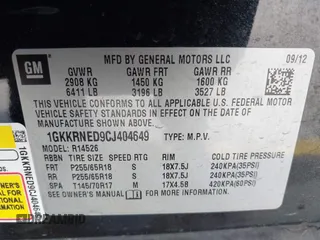 2012 GMC Acadia SL with VIN 1GKKRNED9CJ404649, listed as a IAAI auction lot 39854470 with 125,000 mi miles and . Bid and sale history available at DreamBid. Image 9.