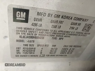 2017 Buick Encore Preferred с VIN KL4CJASB0HB004235, выставлен на аукционе IAAI как лот 42346093 с пробегом 34 470 миль миль и . История ставок и продаж доступна на DreamBid. Изображение 9.