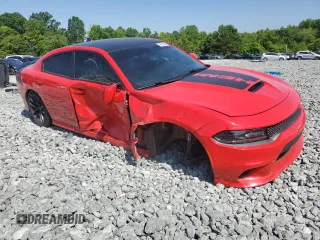 2021 Dodge Charger R/T with VIN 2C3CDXCT0MH553169, listed as a Copart auction lot 55553225 with 90,696 mi miles and Salvage title. Bid and sale history available at DreamBid. Image 4.