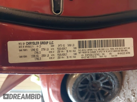 2013 Dodge Journey SXT with VIN 3C4PDCBG1DT674911, listed as a IAAI auction lot 41713407 with 153,757 mi miles and . Bid and sale history available at DreamBid. Image 9.