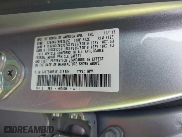 2014 Acura RDX Tech Pkg with VIN 5J8TB4H5XEL016504, listed as a IAAI auction lot 41468525 with 122,376 mi miles. Bid and sale history available at carsss.com. Image 9.