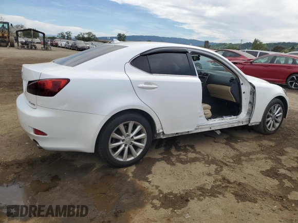 2008 Lexus IS with VIN JTHBK262685075547, listed as a Copart auction lot 52454725 with 140,289 mi miles and Salvage Title. Bid and sale history available at carsss.com. Image 3.