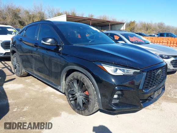 2023 Infiniti QX55 Luxe with VIN 3PCAJ5JR2PF105579, listed as a IAAI auction lot 41478285 with 56,943 mi miles and . Bid and sale history available at DreamBid. Image 1.