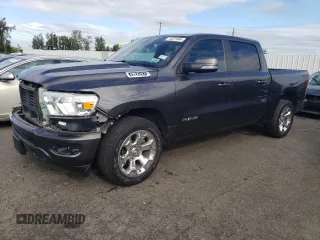 2019 Ram 1500 Big Horn with VIN 1C6RREFG8KN813677, listed as a Copart auction lot 74327684 with 58,636 mi miles and Salvage title. Bid and sale history available at DreamBid. Image 1.