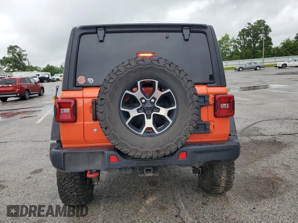 2018 Jeep Wrangler Unlimited Rubicon with VIN 1C4HJXFG7JW287624, listed as a Copart auction lot 59006895 with 64,871 mi miles and Salvage title. Bid and sale history available at DreamBid. Image 6.