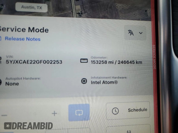 2016 Tesla Model X 70D with VIN 5YJXCAE22GF002253, listed as a Copart auction lot 50700425 with 153,258 mi miles and Salvage Title. Bid and sale history available at carsss.com. Image 9.
