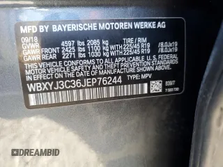 2018 BMW X2 sDrive28i with VIN WBXYJ3C36JEP76244, listed as a Copart auction lot 38732563 with 50,424 mi miles. Bid and sale history available at carsss.com. Image 13.