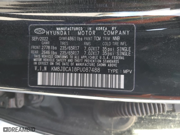 2023 Hyundai Tucson Hybrid Blue with VIN KM8JBCA18PU087488, listed as a Copart auction lot 46437745 with 43,688 mi miles and Salvage Title. Bid and sale history available at carsss.com. Image 13.