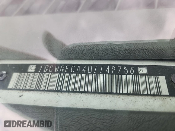 2013 Chevrolet Express Cargo with VIN 1GCWGFCA4D1142736, listed as a IAAI auction lot 42854305 with 128,585 mi miles and . Bid and sale history available at DreamBid. Image 4.