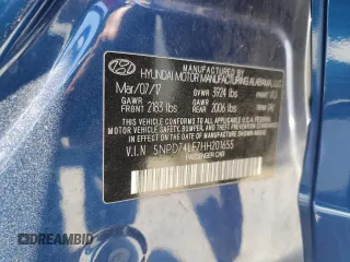 2017 Hyundai Elantra SE with VIN 5NPD74LF7HH201655, listed as a Copart auction lot 62284405 with 208,034 mi miles and Salvage title. Bid and sale history available at DreamBid. Image 12.