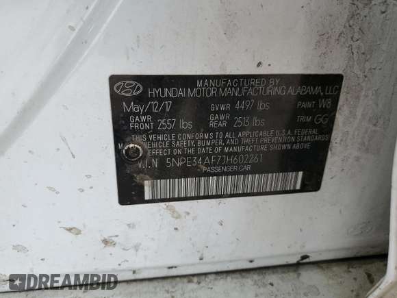 2018 Hyundai Sonata Sport with VIN 5NPE34AF7JH602261, listed as a Copart auction lot 50429745 with 127,934 mi miles and Salvage Title. Bid and sale history available at carsss.com. Image 12.